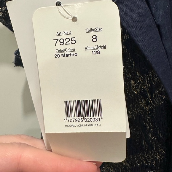 Mayoral Tweed Navy and Gold Dress Size 8. Fully lined.   Back zip closure. NWT - Picture 9 of 14